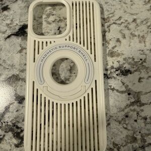 Magnetic Support Shell Phone Case - Cream iPhone 15 promax case